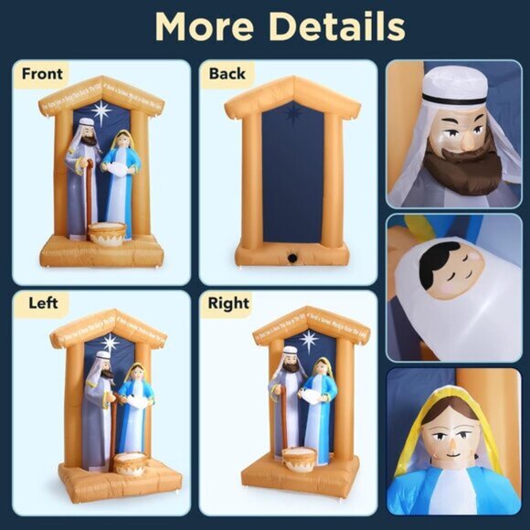 🆕7 FT Christmas Inflatables Nativity 2 Sets Blow Up Yard Outdoor Decorations - Picture 8 of 9